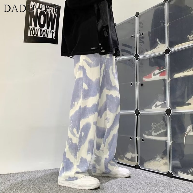 DaDuHey Autumn Loose Tide Tie-Dyed Street Casual Pants Men 2022 Camouflage Cargo Pants