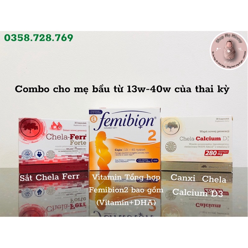 Vitamin bầu FEMIBION số 0,1,2,3 số 1 Châu Âu chính hãng