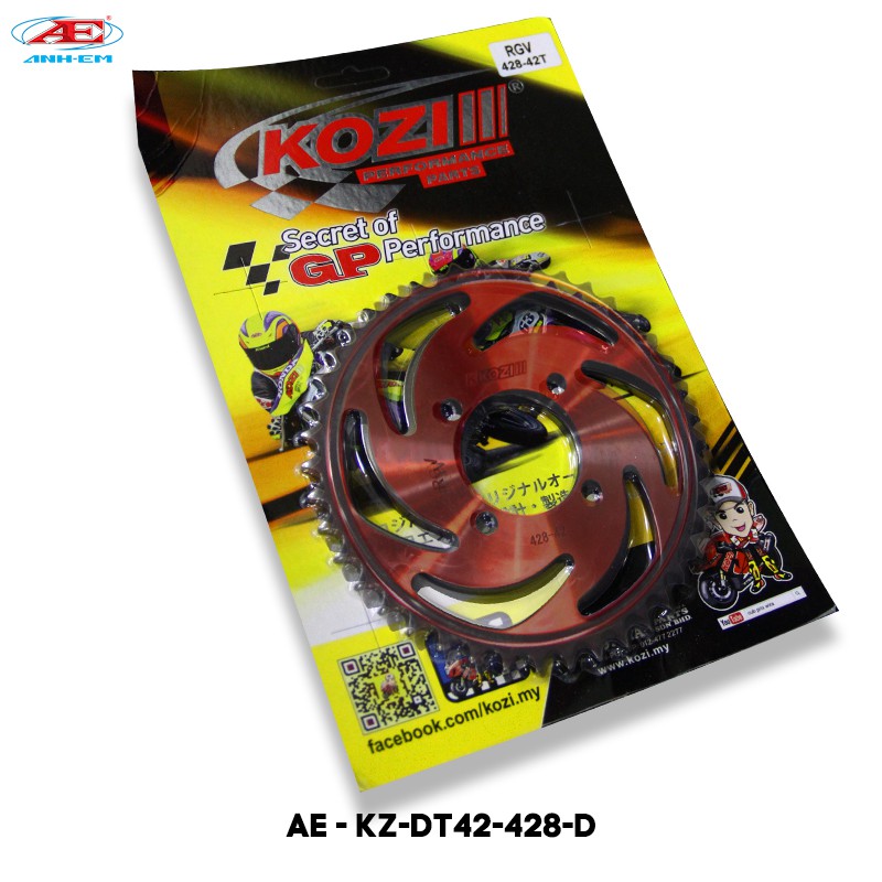 KOZI Dĩa tải (428-42T) đỏ (sport) (RG/RGV/ST2K)  SUZUKI SPORT - SU XIPO - RG 110 - RGV 120 - SATRIA 2000