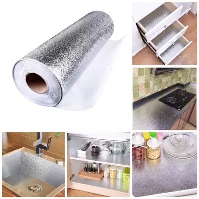Giấy dán bếp tráng nhôm cách nhiệt khổ 3m x 60cm dán tường bếp, dán lót mặt bếp