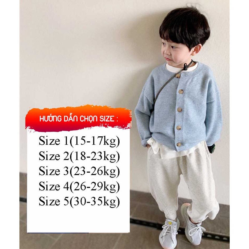 Quần jogger cho bé, quần bo gấu cho bé trai bé gái TANOSA size 15-35kg