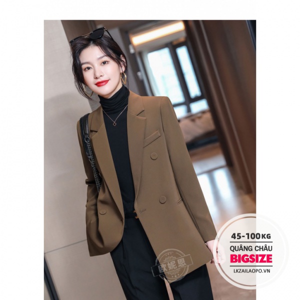 BIGSIZE Nữ (45-100kg) Áo vest nữ blazer khoác tay dài dáng rộng màu cà phê thời trang thanh lịch cho nữ - Phong cách Hàn Quốc - quảng châu cao cấp | BigBuy360 - bigbuy360.vn