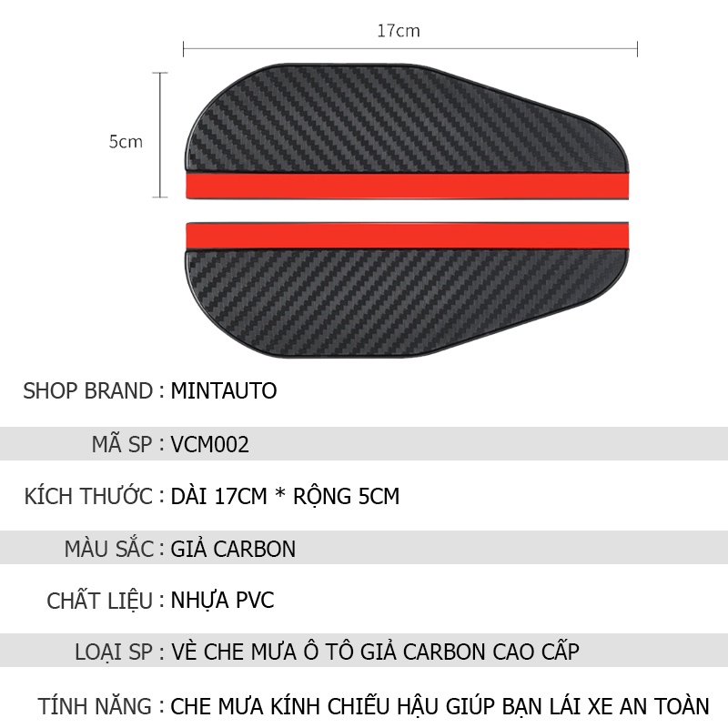 Vè Che Mưa Ô Tô Giả Carbon Chống Nước Gương Chiếu Hậu Giá Rẻ Phù Hơp Với Mọi Dòng Xe