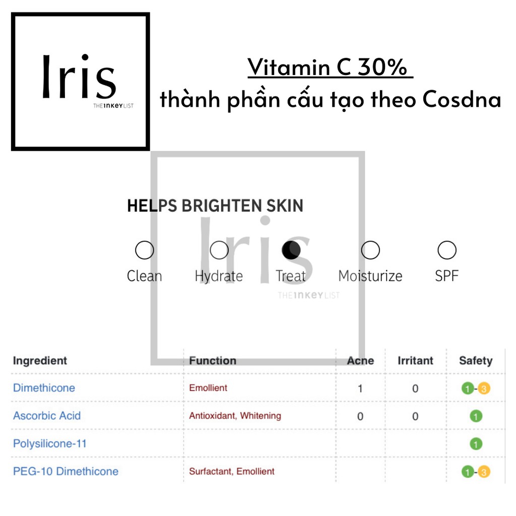 (BILL CANADA) Kem dưỡng trắng da Vitamin C 30% -The INKEY List-