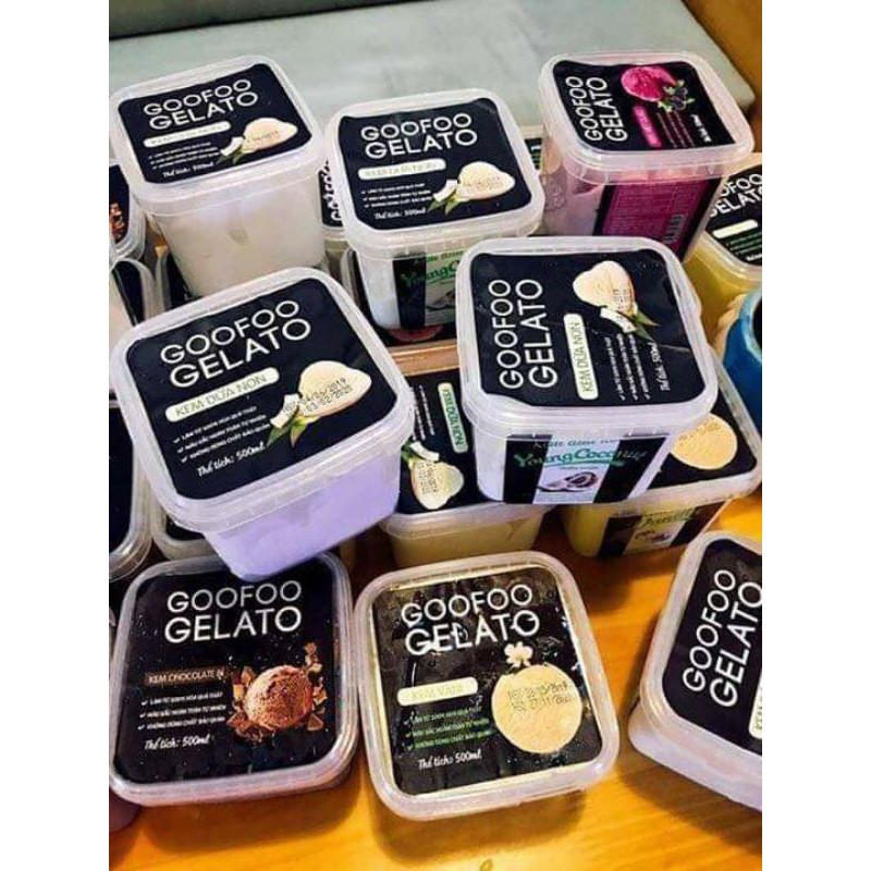 KEM Ý CAO CẤP GOOFOO GELATO ĐỦ VỊ SIÊU NGON 100% LÀM TỪ HOA QUẢ TỰ NHIÊN)