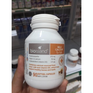 DATE 2023 [Nội địa Úc] Viên sữa canxi tăng chiều cao cho bé - BIO ISLAND Milk Calcium for kids, lọ 90 viên
