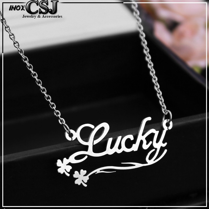 Dây Chuyền In Chữ Lucky may mắn