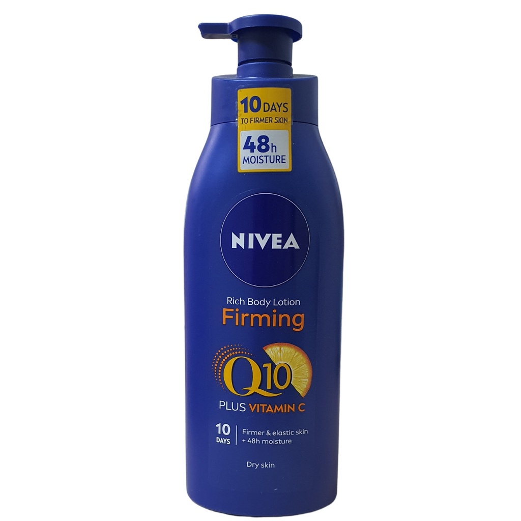 [TOP 1 SHOPEE] Dưỡng thể trắng da mờ thâm nám da khô Nivea Rich Body Lotion Firming Q10 + Vitamin C Dry Skin (Bill Anh)