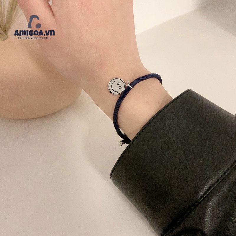 Vòng Tay Dây Bện Mặt Hình Mặt Cười Dễ Thương Cho Cặp Đôi