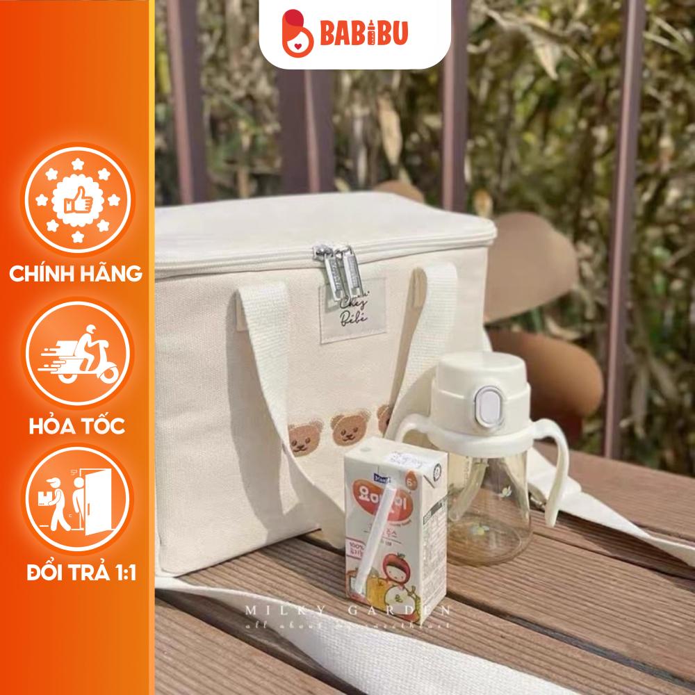 Túi Giữ Nhiệt Cao Cấp, Thêu Hình Gấu Kiểu Hàn Quốc, Dễ Thương Cho Mẹ Bỉm Sữa Babibu
