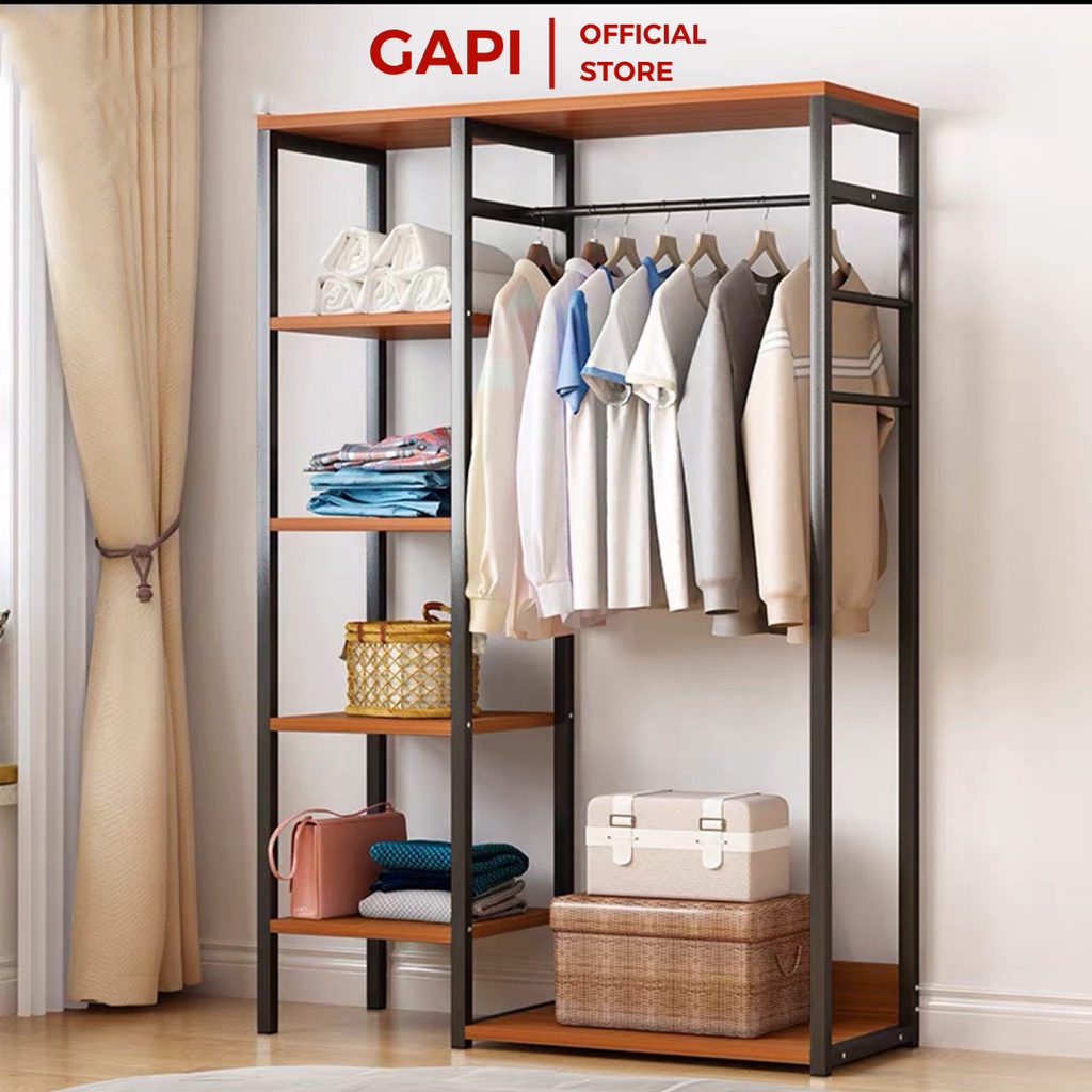 Giá treo quần áo GAPI kết hợp để đồ khung thép chống ghỉ sơn tĩnh điện - GM08