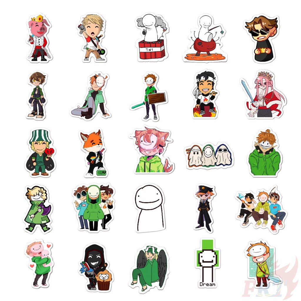 Set 50 miếng dán serie Dream SMP War phong cách Doodle thời trang chống thấm nước