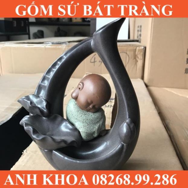 Thác khói trầm hương chú tiểu tặng 5 nụ - Gốm sứ Bát Tràng Anh Khoa