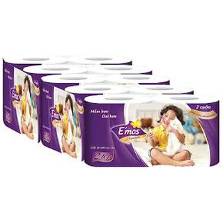 Giấy Vệ Sinh E'Mos Premium Tím 2 Lớp (Lốc 10 Cuộn)
