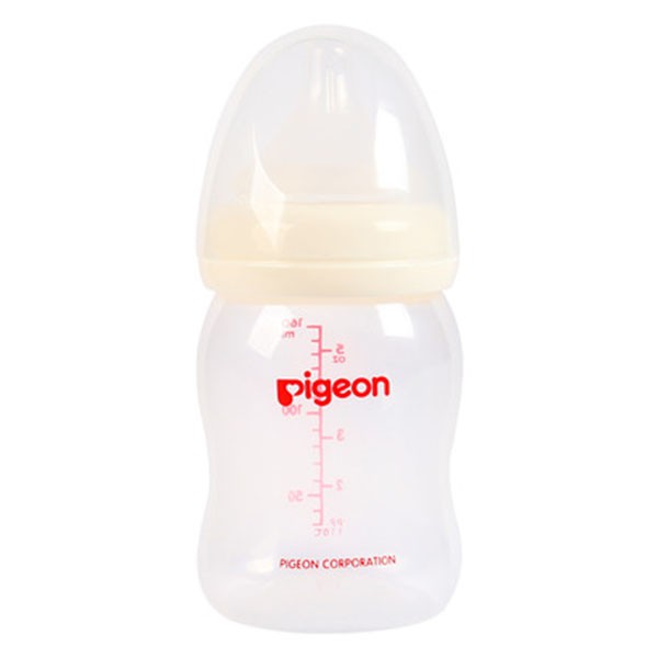 Bình sữa Pigeon PP Plus Cổ rộng 160ml với núm đi kèm size S ( 0-3 tháng)