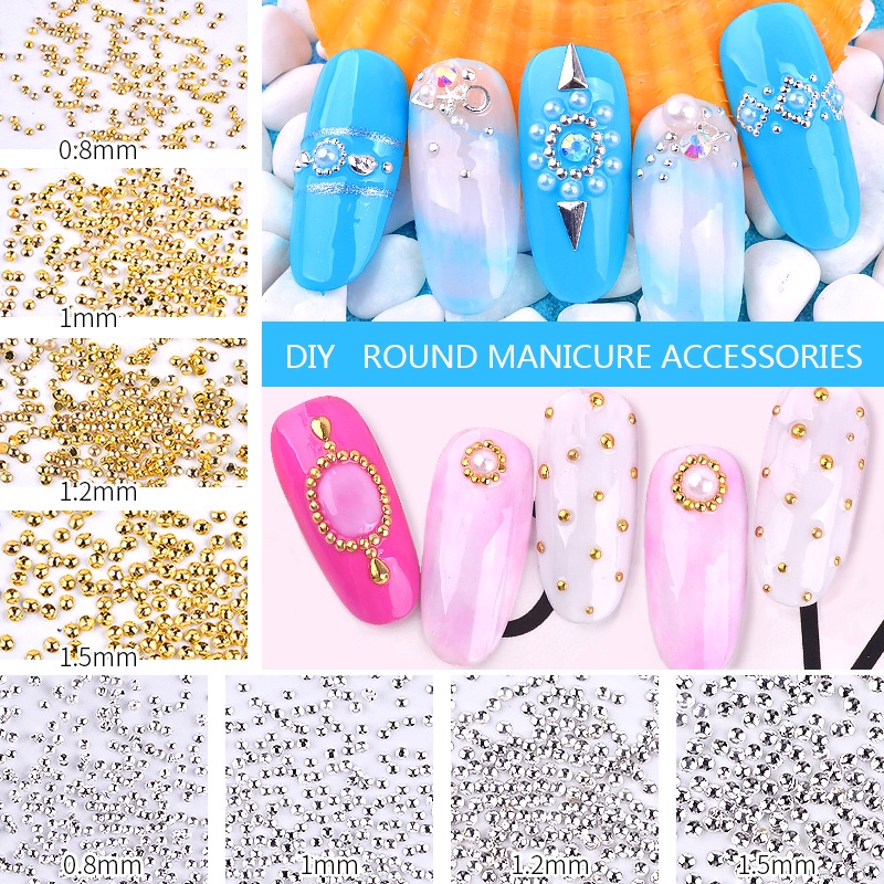 Hạt đính móng tay nghệ thuật MISSCHEERING trang trí 3D bằng kim loại màu bạc/ vàng kim