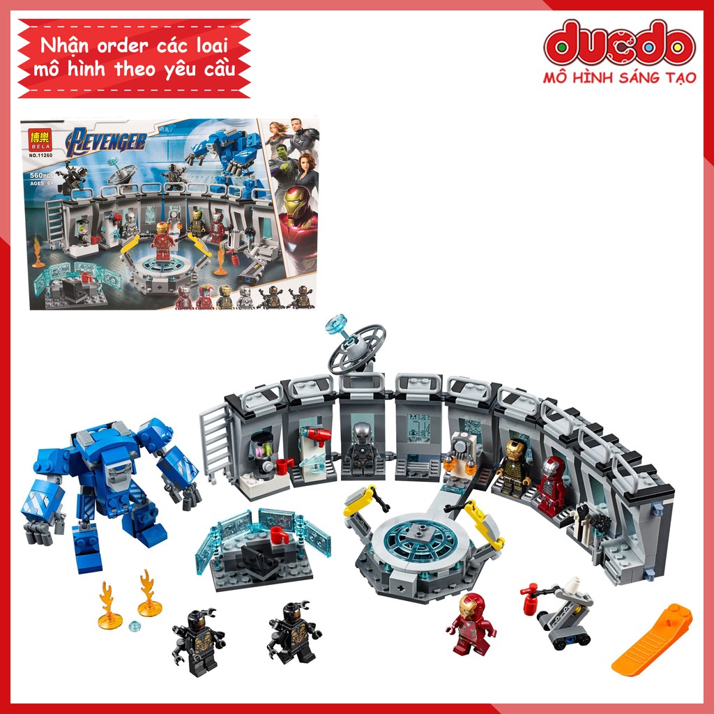 BELA 11260 Phòng Lab full giáp của Iron Man End Game - Đồ chơi Xếp hình Lắp ghép Mô hình 76125 LEPIN 07121