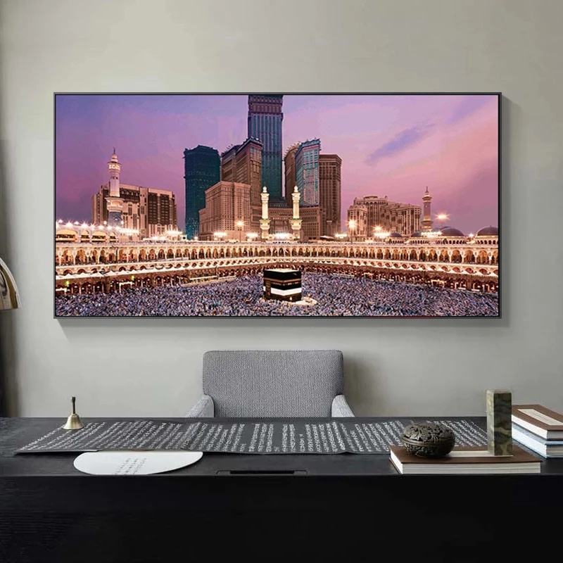 Tranh Vải Bạt Treo Tường In Hình Người Hồi Giáo Makka Madina Trang Trí Phòng Khách