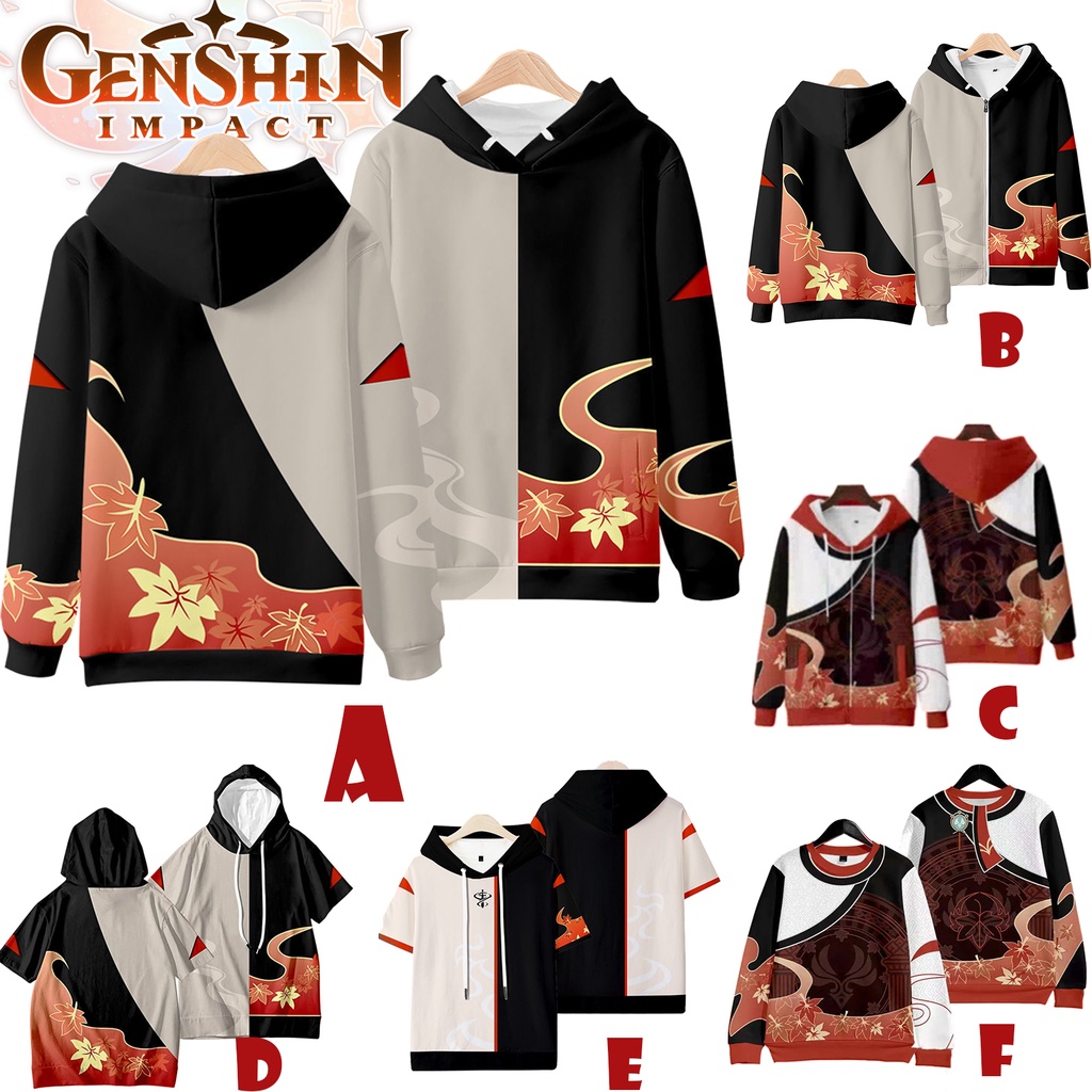 Áo Hoodie Cổ Tròn Hóa Trang Nhân Vật Game Genshin Impact Kaedehara Kazuha