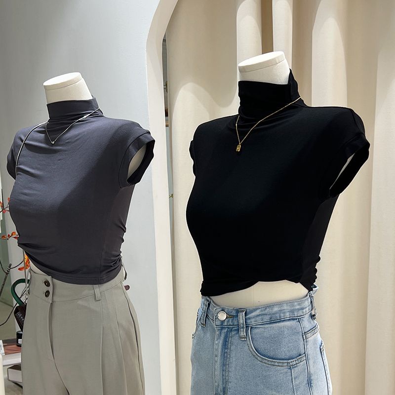 Áo Thun Ngắn Tay Cổ Lọ Thời Trang Hàn Quốc Đơn Giản