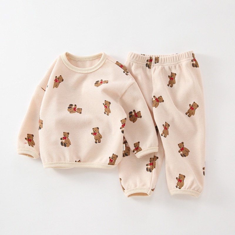 Bộ Đồ Ngủ In Họa Tiết Gấu Hoạt Hình Thời Trang Xuân Thu 2023 Cho Bé Sơ Sinh