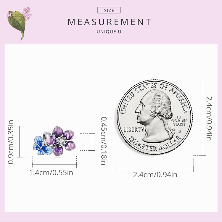 Hạt phụ kiện Bamoer SCC2094 bằng bạc 925 hình bông hoa và bươm bướm làm vòng tay DIY thời trang