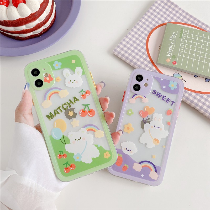 Ốp lưng iPhone 11 Pro Max / iPhone12 / iPhone X / iPhone 7 Plus / iPhone 8 / iPhone 6 / iPhone11 Hình gấu bông trong suốt TPU chống rơi ốp điện thoại