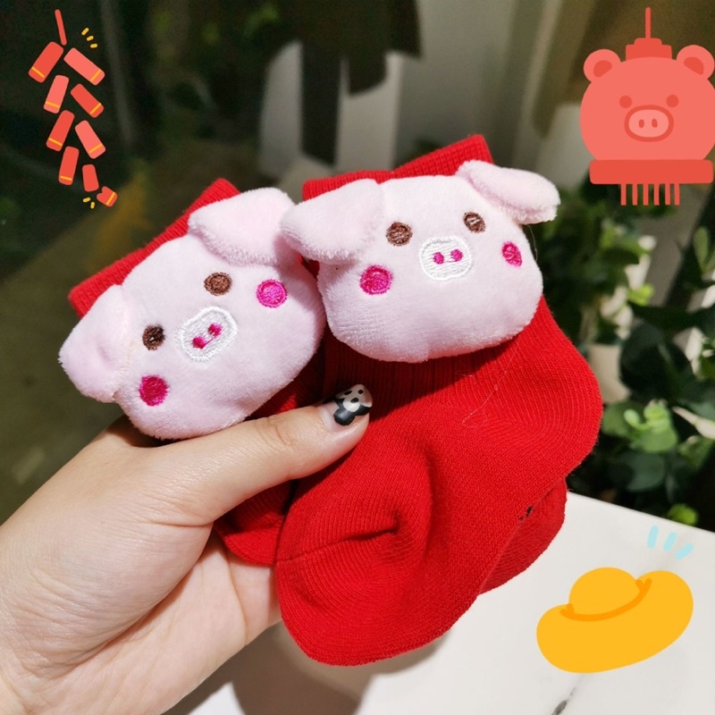 Vớ Baby Cổ Cao Đỏ Cho Bé 0-3 tuổi Chất Cotton Êm Mịn Kháng Khuẩn