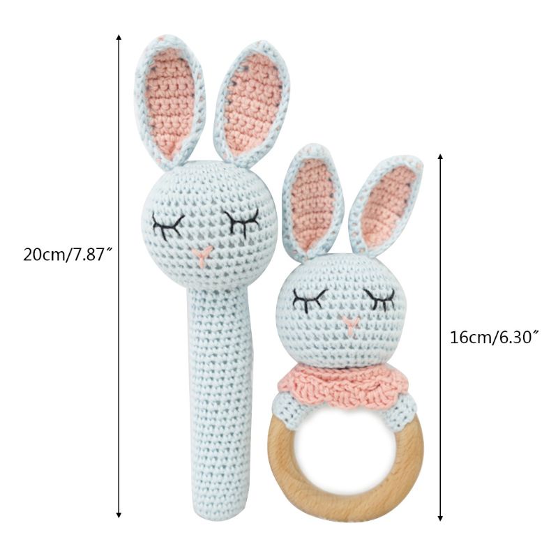 Bộ 2 Đồ Chơi Vòng Gặm Nướu Hình Thỏ DIY Dành Cho Bé Sơ Sinh Mọc Răng