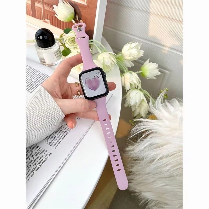 Dây Đeo Silicone Mỏng Cho Đồng Hồ Thông Minh Apple Watch Series 7 6 5 4 3 2 38mm 42mm iwatch 40mm 44mm 41mm 45mm