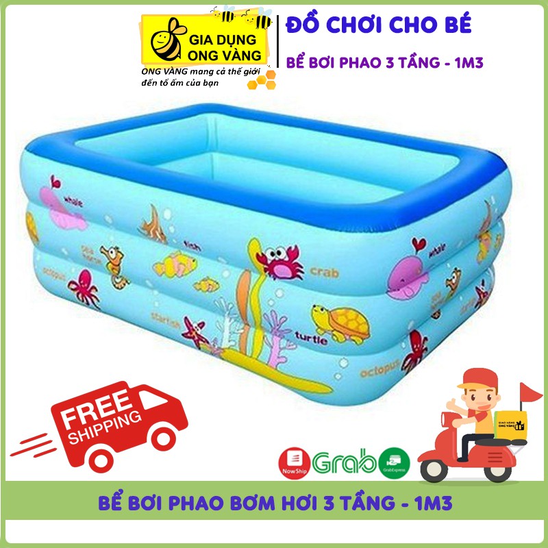 Bể Bơi Cho Bé, Bể Bơi Phao Cho Bé 1M3 - 3 Tầng, Hàng Loại 1 Có Đáy Chống Trượt, An Toàn Khi Sử Dụng