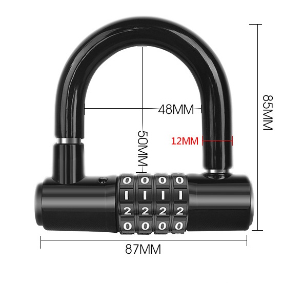 Ổ khoá số khoá chữ U chống trộm có thể thay đổi mật mã bảo vệ nhà cửa xe chất liệu hợp kim siêu chắc chắn siêu bền