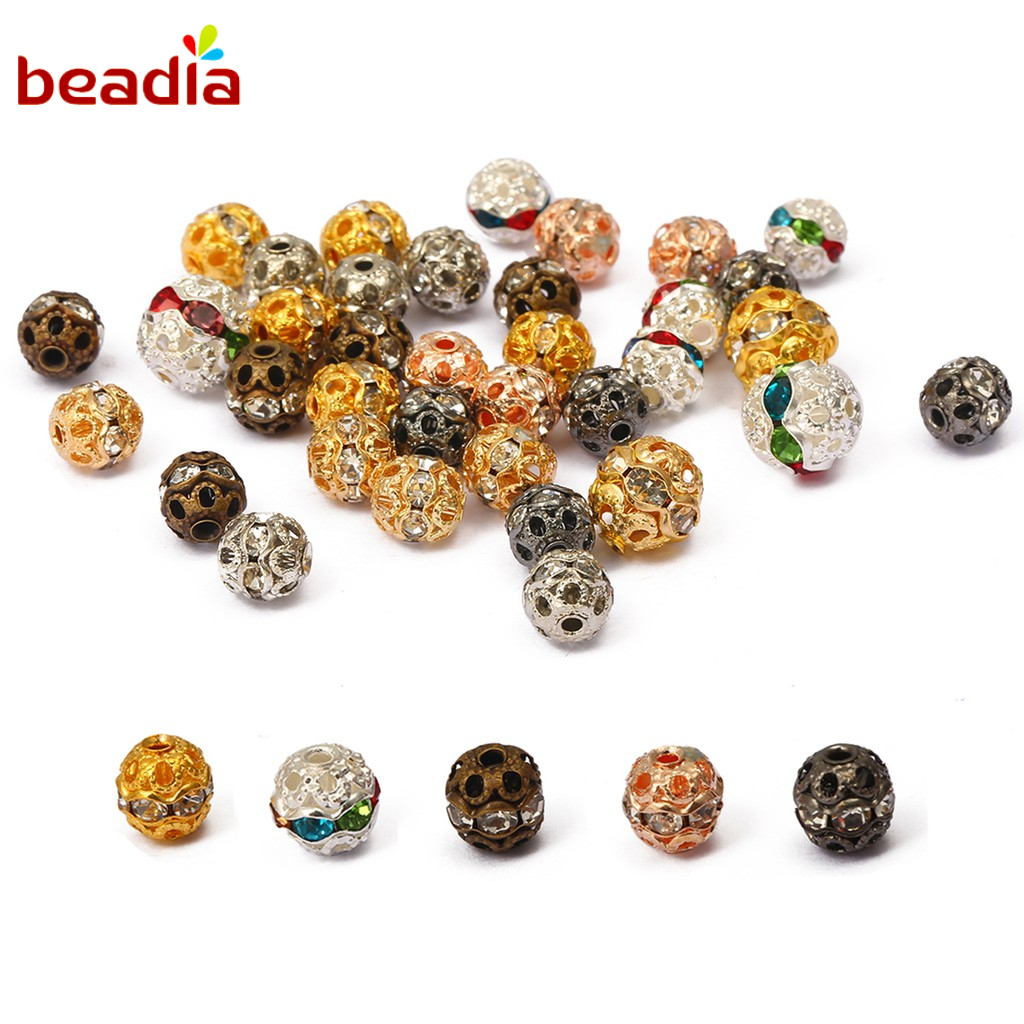 BEADIA Hạt Kim Cương Giả 6/8mm Mạ Điện Dùng Làm Trang Sức Thủ Công