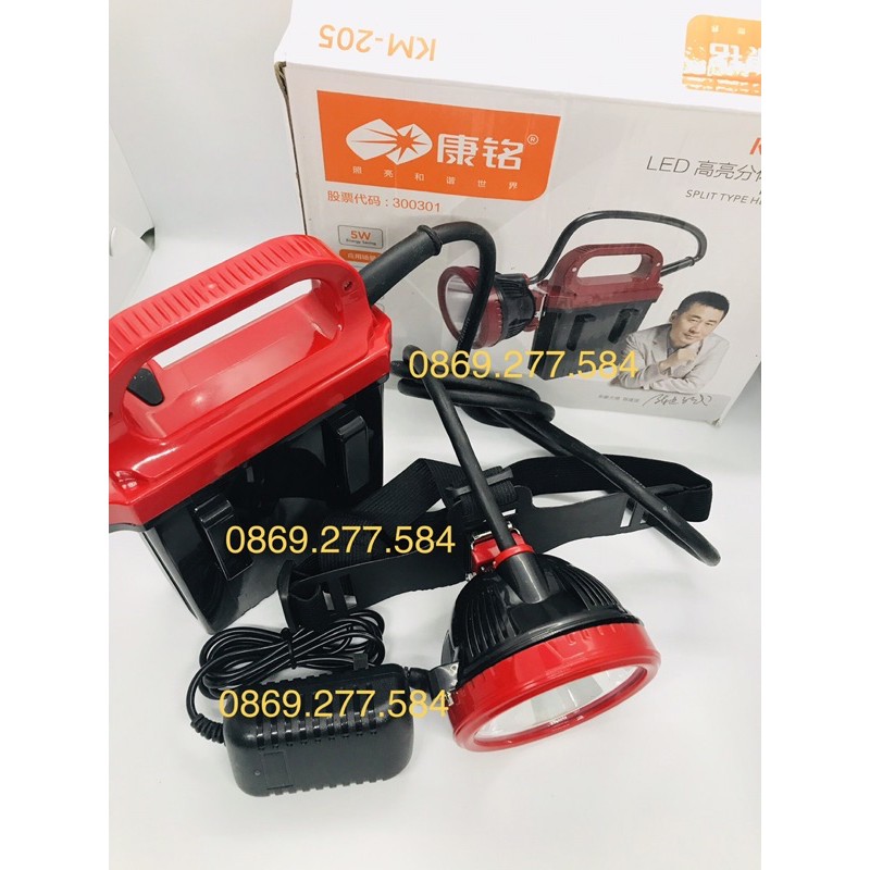 Đèn pin đội đầu siêu sáng Pin Khủng  KM205 40 giờ sáng đèn pin rời
