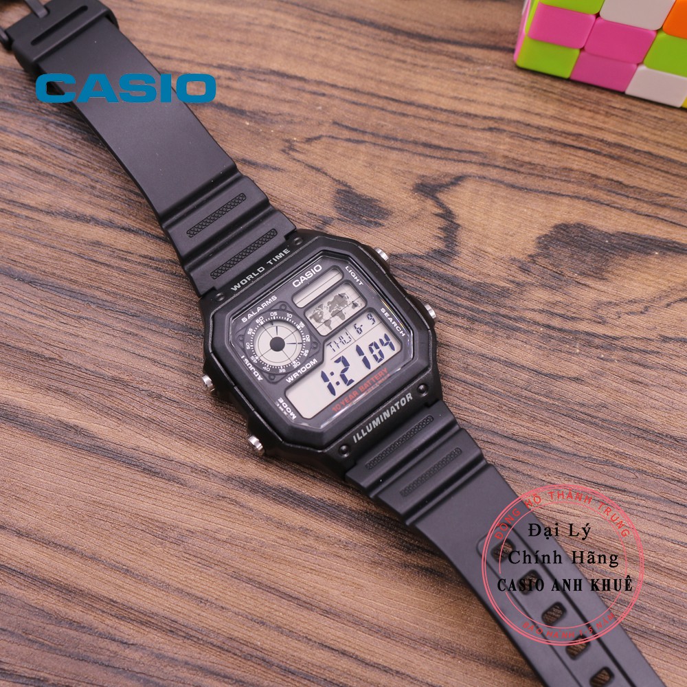 Đồng hồ Nam Casio WorldTime AE-1200WH-1AVDF dây nhựa