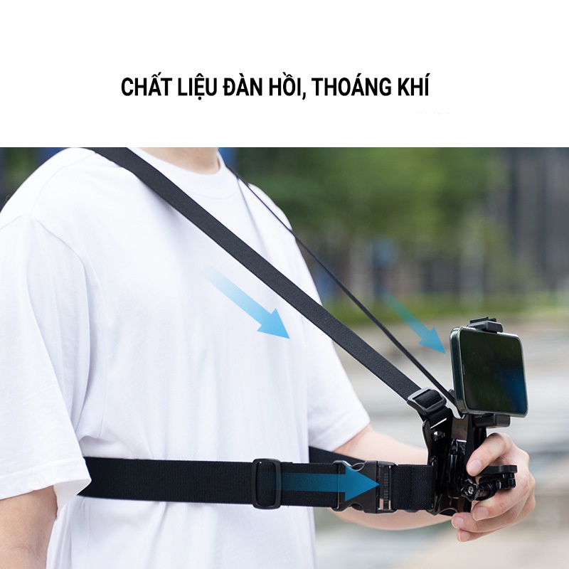 Dây đeo Ngực gắn camera Gopro, OSMO Action cam TELESIN, Phụ kiện dây đeo ngực cho máy quay thể thao