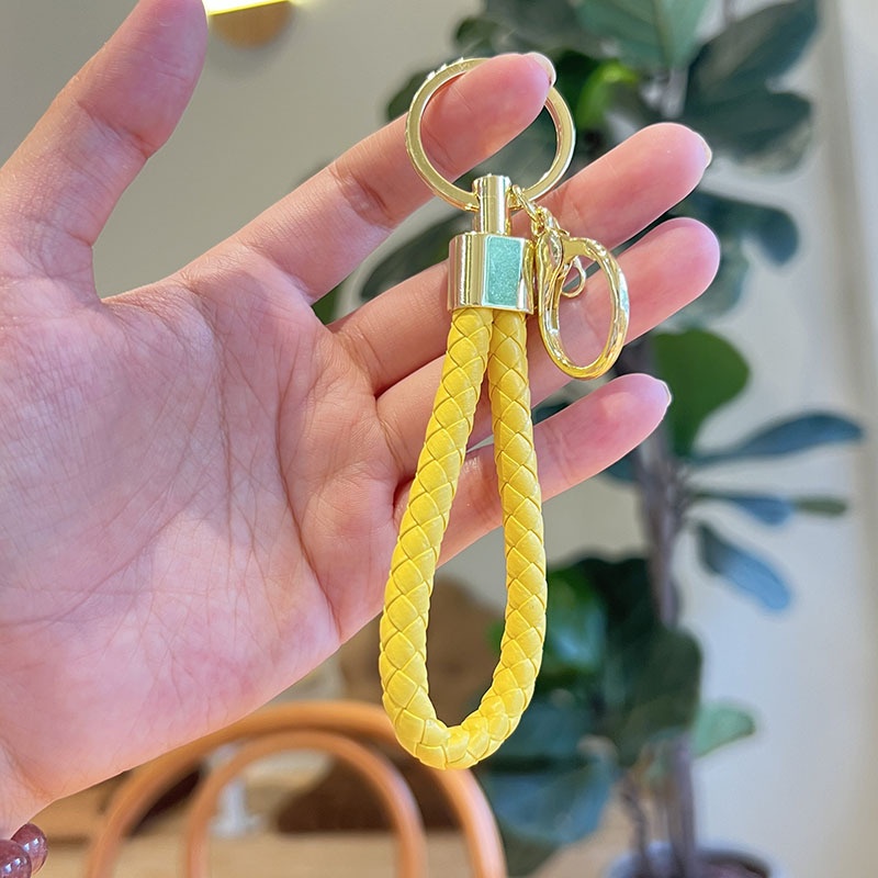 Móc Chìa Khóa Xe Hơi/Túi Da Bện Nhiều Màu Tùy Chọn Tiện Dụng