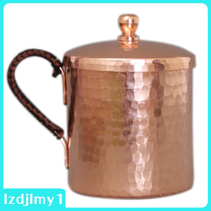 Hammered Moscow Mule Copper Mug with Lid - Solid Copper Handcrafted Copper Mug