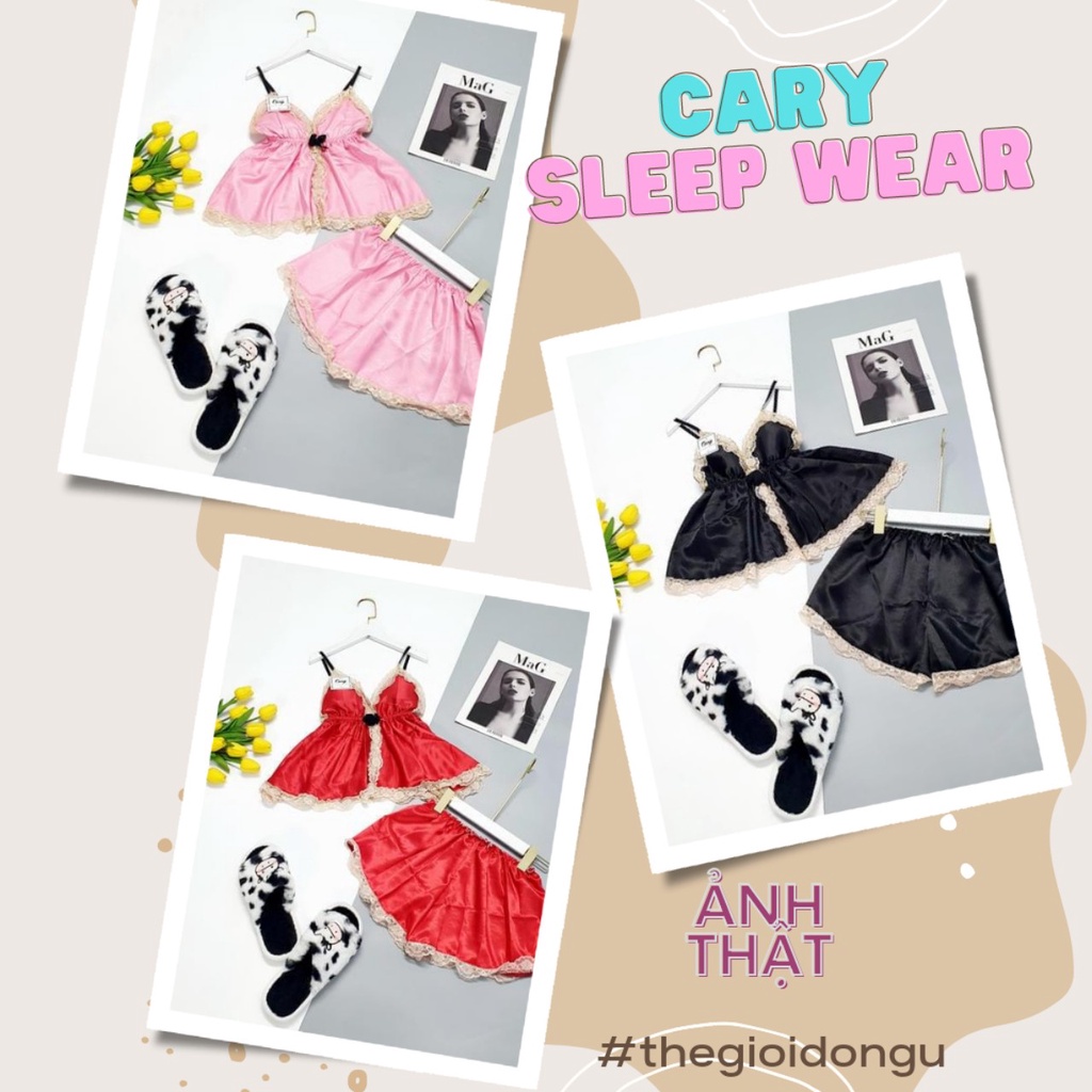 Đồ ngủ sexy nữ, đồ ngủ 2 dây có mút ngực đan dây lưng CARY