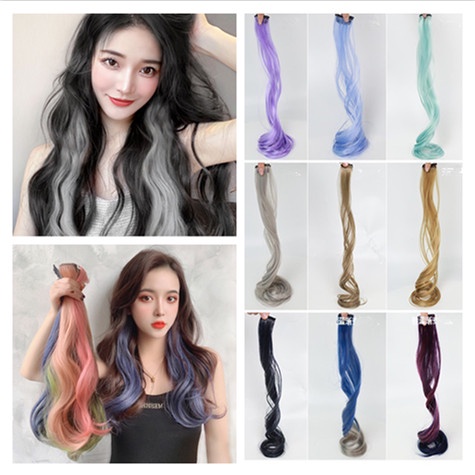 Tóc giả xoăn dài 55cm có 8 màu Kẹp light tóc giả xoăn tùy chọn thời trang kiểu Hàn cho nữ Tóc giả Tóc nối