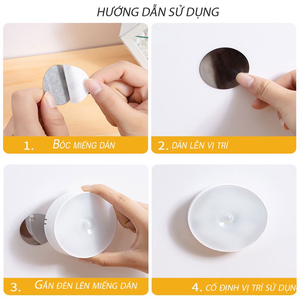 Đèn ngủ không dây cảm biến chuyển động sạc USB dán tủ quần áo, cầu thang, phòng ngủ