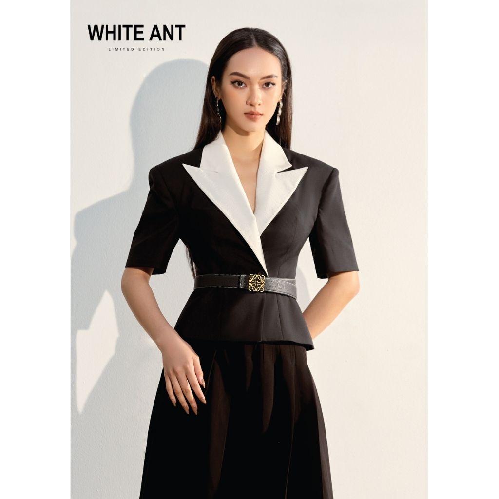 Áo Blazer Đột Chỉ Nữ WHITE ANT RAMONA PEAKED COLLAR BLAZE Thiết Kế Tay Ngắn Kèm Đai Eo Tinh Tế 180501010A