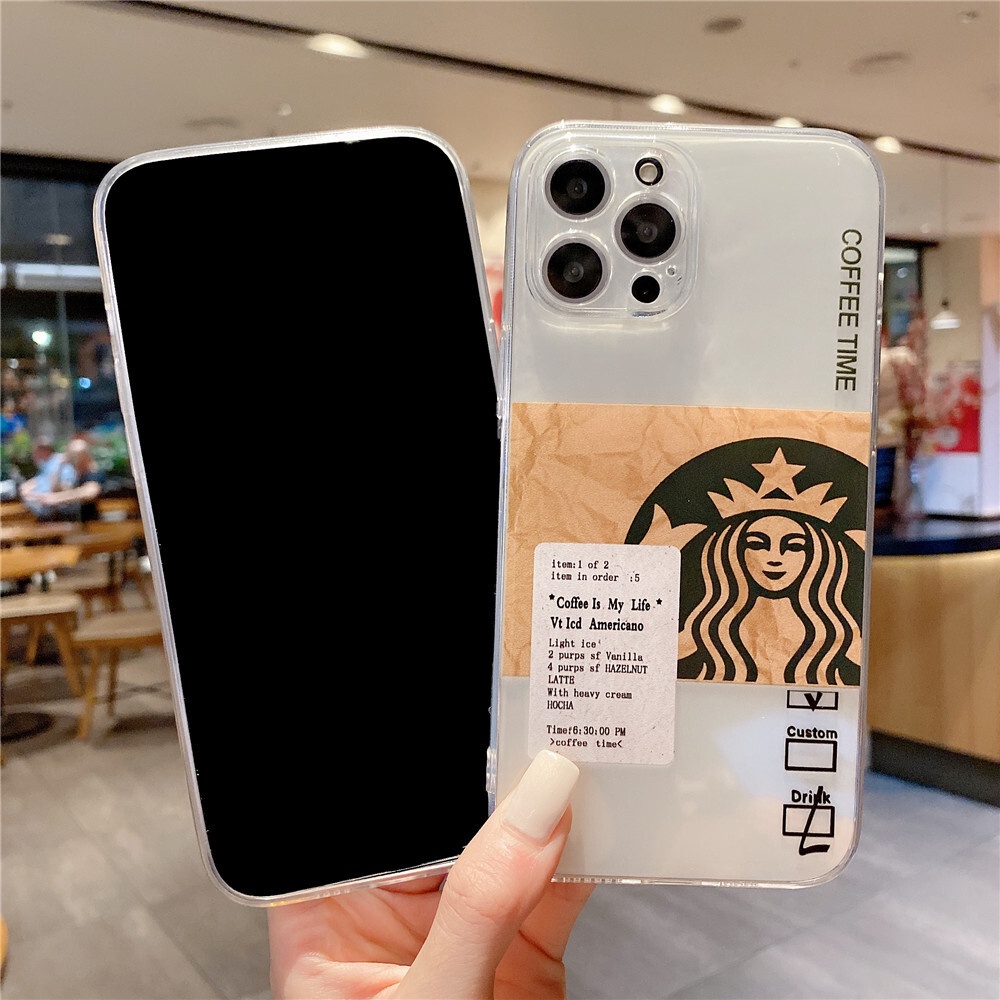 Ốp điện thoại trong suốt bảo vệ camera in hình Starbucks cho Realme 8 4G 5G X7 Pro V15 V13 GT Neo