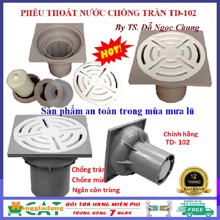 [Hàng Việt 100%] Phễu thoát nước chống tràn, chống mùi toàn diện TD-102, Giải pháp an toàn trong mùa mưa lũ