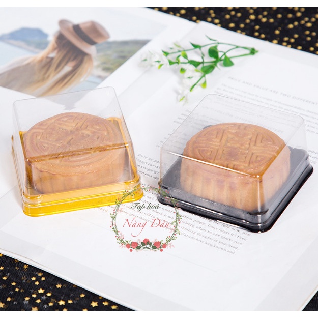Set 10 hộp nhựa hình vuông có nắp gài - đựng bánh 50 / 80 / 100 / 300 gram