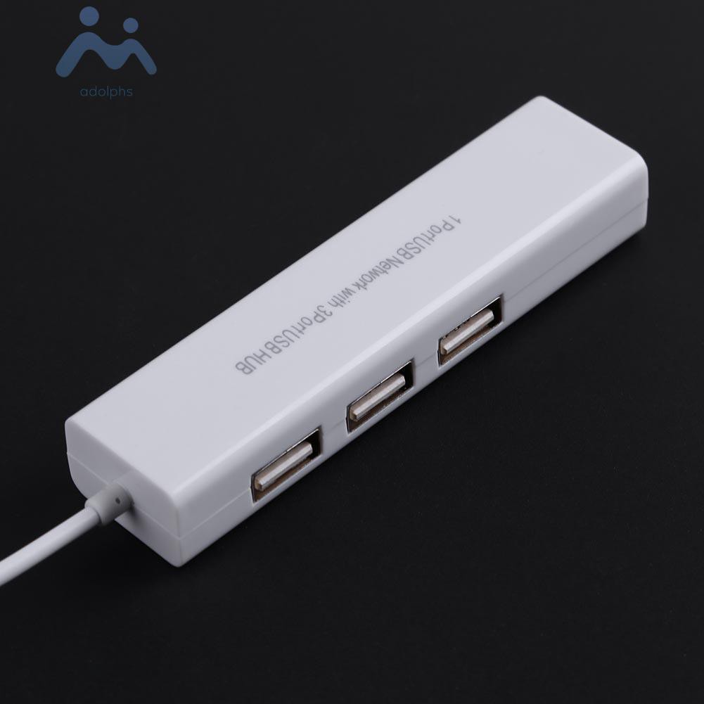 Bộ Chia 3 Cổng Usb 2.0 Hub 10 / 100mb Micro Usb Sang Rj45 Lan