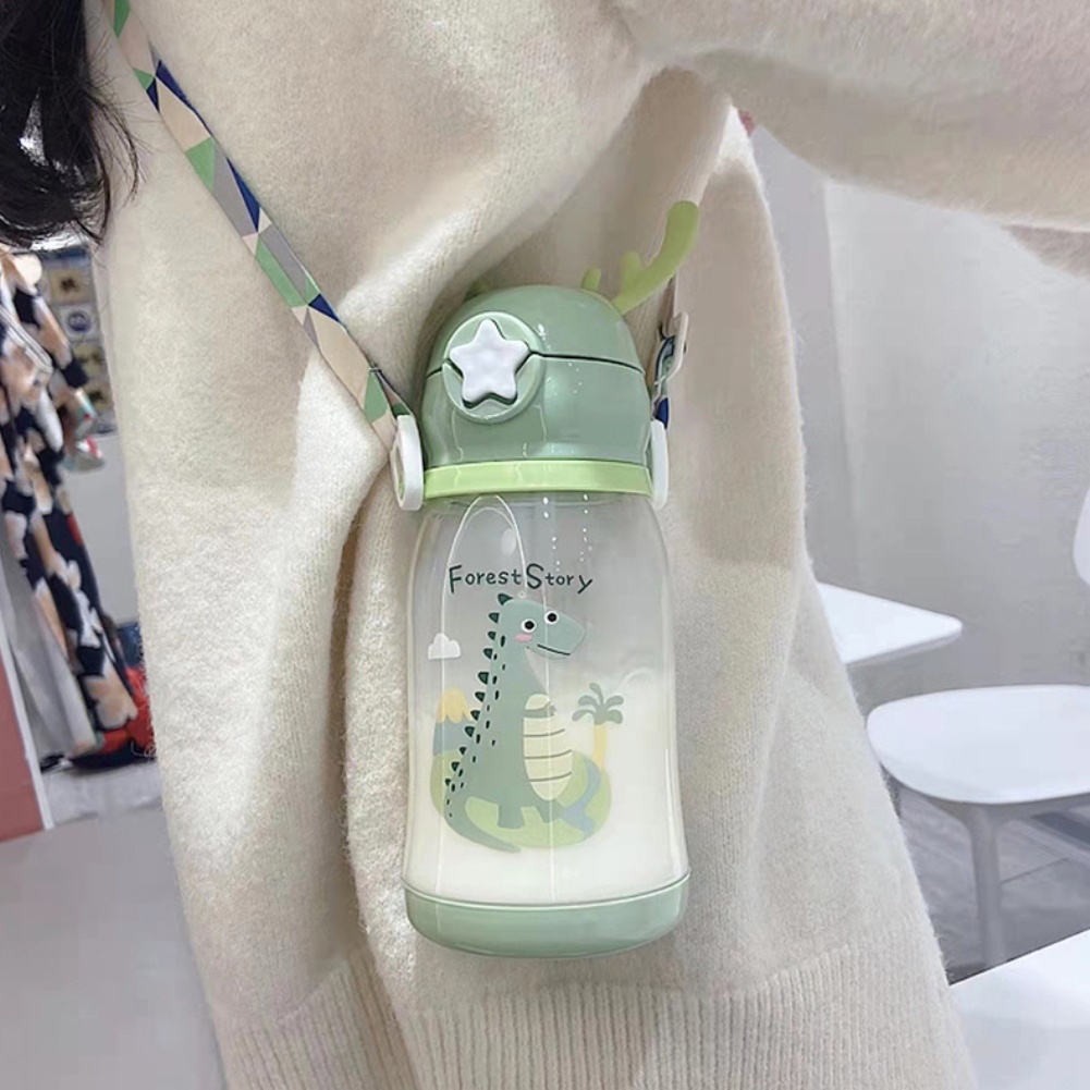 ღ 580Ml Cốc Nước Hoạt Hình Cốc Nước Trẻ Em Công Suất Lớn Lộc Cốc Nhựa Học Sinh Ra Ngoài Ống Hút cốc Cốc Nước