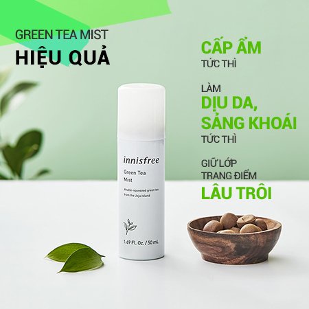 Xịt Khoáng Dưỡng Ẩm Innisfree Trà Xanh Cấp Nước Dưỡng Ẩm Green Tea Mist 50ml - Khongcoson