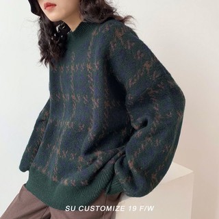 áo len oversize hoạ tiết Houndstooth
