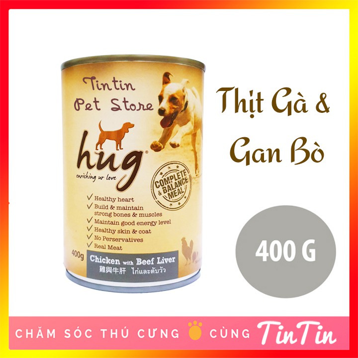 Pate Dinh Dưỡng HUG Cho Chó Dang Lon 400 Gram #Tintin Pet Store